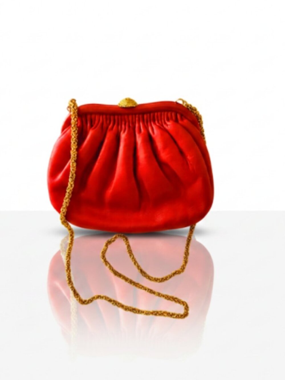 Vintage Chanel Kiss-Lock Gathered Lambskin Handbag, Pristine